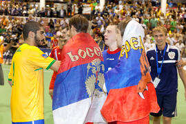 Saludo final. Partido Rusia contra Brasil. 14º Campeonato del Mundo Universitario de Fútbol Sala ...