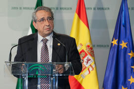 José Ángel Narváez en su toma de posesión como Rector de la Universidad de Málaga. Palacio de San...