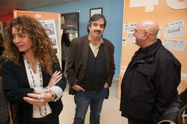 Macarena Parrado, Ángel Idígoras y Domingo Moreno en la inauguración de la exposición "Idígo...