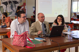 Luis Ayuso Sánchez, Eugenio Luque Domínguez, y Livia García Faroldi en la presentación del libro ...