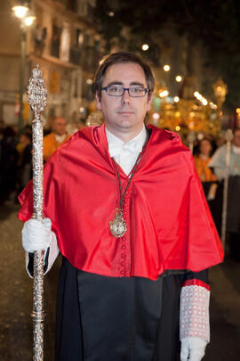 Representante de la Universidad de Málaga en el desfile procesional de la Hermandad de los Estudi...