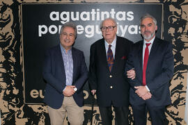 Juan Antonio García Galindo, Eugenio Chicano y Vicente Martínez. Inauguración de la exposición &q...