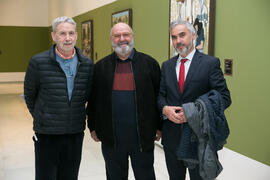 Salvador Montesa, Domingo Moreno y Vicente Martínez. Inauguración de la exposición "Aguatint...
