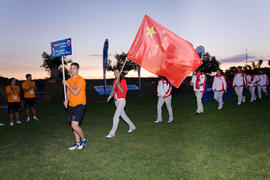 Equipo de República Popular de China. Inauguración del Campeonato Mundial Universitario de Golf. ...