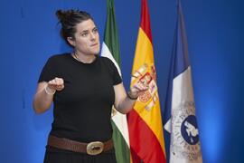 Intérprete de signos. Apertura del Curso Académico 2023/2024 de la Universidad de Málaga. Paranin...