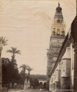 Córdoba, Torre de la Mezquita-Catedral en obras y Patio de los Naranjos. Tomás Molina.
