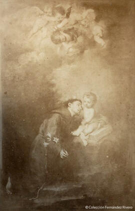 Óleo de Murillo titulado "San Antonio de Padua con el Niño", del Museo de Bellas Artes de Sevilla. J. Laurent.