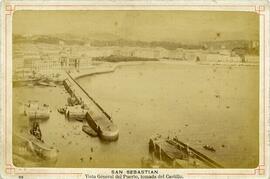 San Sebastián (Guipúzcoa), puerto y panorama desde el monte Urgull. Neurdein.