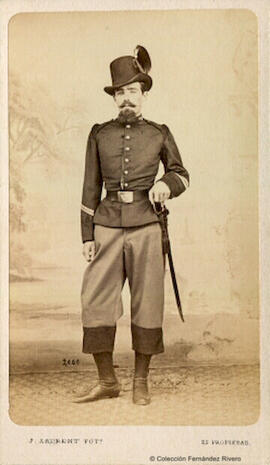 Madrid, retrato de soldado de infantería español. J. Laurent.