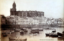 Málaga, Puerto y Cortina del Muelle con la Catedral. J. Valentine.