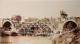Cabezón de Pisuerga (Valladolid), puente del Príncipe Alfonso para el ferrocarril, en construcción. Charles Clifford