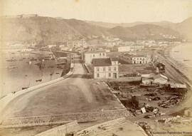 Málaga, barrio de la Malagueta desde lo alto de la Farola. E. Beauchy.