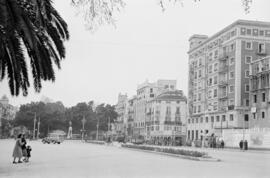 Plaza de la Marina. Alameda Principal. Marzo de 1954. Málaga. España.