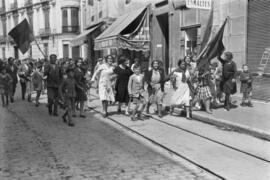 Proclamación de la segunda república en Málaga. 14 de abril de 1931. Manifestación callejera. Esp...