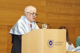 Discurso de Antonio García Berrio. Investidura como "Doctores Honoris Causa" de Antonio García Berrio y Pilar Palomo Vázquez por la Facultad de Filosofía y Letras de la Universidad de Málaga. Edificio del Rectorado. Junio de 2024