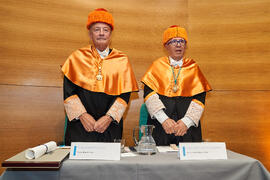 José Sánchez Maldonado y Jorge Martínez-Vázquez en su investidura como Doctor "Honoris Causa" por la Universidad de Málaga. Edificio del Rectorado. Julio de 2025