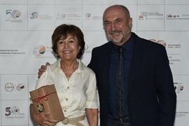 Lucía Navarro y Eugenio Luque. Homenaje al personal jubilado de la Facultad de Ciencias Económicas y Empresariales. Campus de El Ejido. Septiembre de 2022