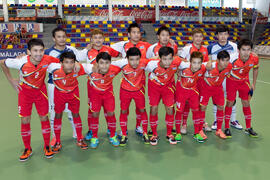 Jugadores de Tailandia. Partido Tailandia contra España. 14º Campeonato del Mundo Universitario de Fútbol Sala 2014 (FUTSAL). Antequera. Julio de 2014