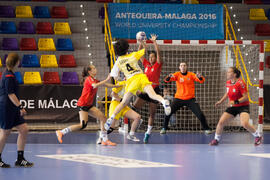 Partido Japón - República Checa. Categoría femenina. Campeonato del Mundo Universitario de Balonmano. Antequera. Julio de 2016