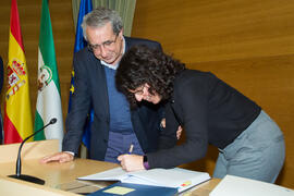 Toma de Posesión de Carmen Rosario Beuzón López como nueva catedrática del Departamento de Biología Celular, Genética y Fisiología de la Universidad de Málaga. Edificio del Rectorado. Febrero de 2018