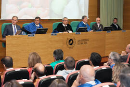 Mesa presidencial de la investidura como Doctor "Honoris Causa" de Hans-Dieter Wienberg por la Facultad de Ciencias de la Universidad de Málaga. Rectorado. Mayo de 2016