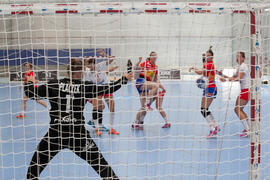 Partido Polonia - España. Categoría femenina. Campeonato del Mundo Universitario de Balonmano. Antequera. Julio de 2016