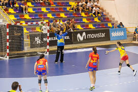 Partido Rumanía - España. Categoría femenina. Campeonato del Mundo Universitario de Balonmano. Antequera. Julio de 2016