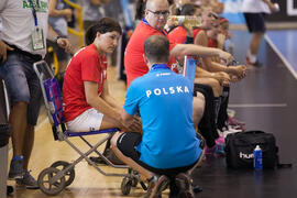 Jugadora lesionada. Partido Rusia - Polonia. Categoría femenina. Campeonato del Mundo Universitario de Balonmano. Antequera. Julio de 2016