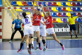 Partido Rusia - Polonia. Categoría femenina. Campeonato del Mundo Universitario de Balonmano. Antequera. Julio de 2016