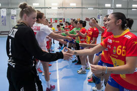 Partido Polonia - España. Categoría femenina. Campeonato del Mundo Universitario de Balonmano. Antequera. Julio de 2016