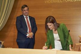 Toma de posesión de Laura Domínguez de la Rosa como nueva Vicerrectora Adjunta de Igualdad de la Universidad de Málaga. Edificio del Rectorado. Abril de 2024