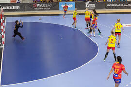 Partido Rumanía - España. Categoría femenina. Campeonato del Mundo Universitario de Balonmano. Antequera. Julio de 2016