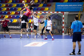 Partido Egipto - China Taipei. Categoría masculina. Campeonato del Mundo Universitario de Balonmano. Antequera. Julio de 2016