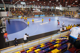 Partido Rumanía - España. Categoría femenina. Campeonato del Mundo Universitario de Balonmano. Antequera. Julio de 2016