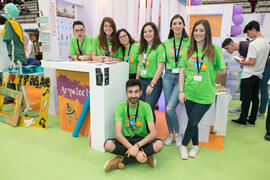 Estand de la Escuela Técnica Superior de Arquitectura. Jornadas de Puertas Abiertas de la Universidad de Málaga. Complejo Polideportivo Universitario. Abril de 2018