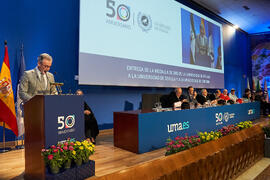Intervención de Miguel Porras. Entrega de la Medalla de Oro de la Universidad de Málaga a la Universidad de Córdoba y a la Universidad de Sevilla. Paraninfo. Junio de 2023
