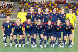 Jugadoras de España. Partido España contra China. 14º Campeonato del Mundo Universitario de Fútbol Sala 2014 (FUTSAL). Antequera. Julio de 2014