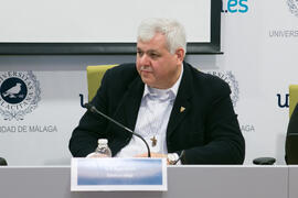 Miguel Norbert. Jornada "Situación actual de Puerto Rico. Cooperación internacional y oportunidades de negocio en la isla". Edificio del Rectorado. Diciembre de 2017