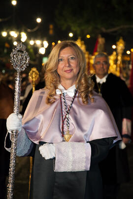 María José Blanca Mena en el desfile procesional de la Hermandad de los Estudiantes. Málaga. Abri...