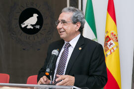 José Ángel Narváez. Presentación del Centro Internacional de Autoridades y Líderes en la Universidad de Málaga. Edificio del Rectorado. Julio de 2018