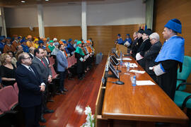Mesa presidencial en la investidura como Doctor "Honoris Causa" de Antonio Luque por la Facultad de Ciencias de la Universidad de Málaga. Edificio del Rectorado. Octubre de 2016