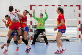 Partido Polonia - España. Categoría femenina. Campeonato del Mundo Universitario de Balonmano. Antequera. Julio de 2016