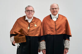 Retrato de Alfonso García Cerezo y Aníbal Ollero previo a su investidura como Doctor "Honoris Causa" por la Universidad de Málaga. Edificio del Rectorado. Mayo de 2025