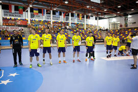 Partido Rumanía - España. Categoría masculina. Campeonato del Mundo Universitario de Balonmano. Antequera. Julio de 2016