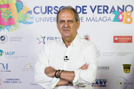 Javier Aroca en photocall. Curso "Un siglo de la Asamblea de Ronda". Cursos de Verano de la Universidad de Málaga. Ronda. Julio de 2018