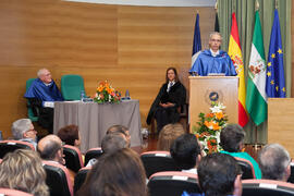 Eduardo Rodríguez Bejarano en la investidura como Doctor "Honoris Causa" de Hans-Dieter Wienberg por la Facultad de Ciencias de la Universidad de Málaga. Rectorado. Mayo de 2016