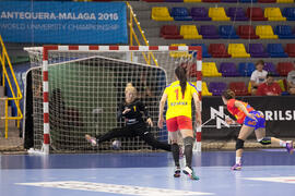 Partido Rumanía - España. Categoría femenina. Campeonato del Mundo Universitario de Balonmano. Antequera. Julio de 2016
