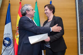 Toma de Posesión de María José de la Torre Molina como nueva Directora de Secretariado de Proyectos Estratégicos de la Universidad de Málaga. Edificio del Rectorado. Febrero de 2018