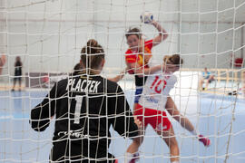 Partido Polonia - España. Categoría femenina. Campeonato del Mundo Universitario de Balonmano. Antequera. Julio de 2016