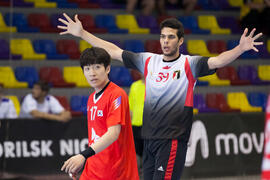 Partido Corea del Sur - Egipto. Categoría masculina. Campeonato del Mundo Universitario de Balonmano. Antequera. Junio de 2016